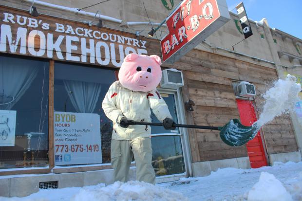  Jared Leonard wore the pig head because "It was the warmest face mask I own." 
