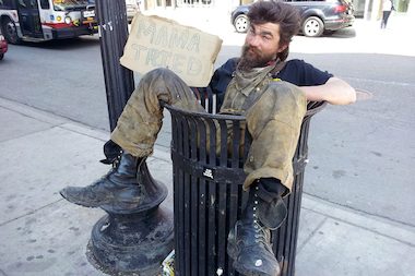  One rail rider was hanging out in a Wicker Park trash can last week. 