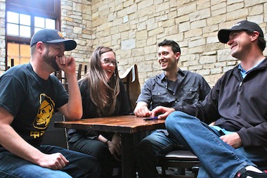  Chef Nate Park (from left) and co-owners Carissa Shaffer, Rian Salyers and Michael Forrest discuss plans for Knife & Tine inside the restaurant. 