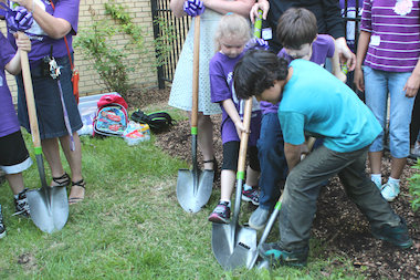  Students at McPherson helped break ground on the school's new outdoor campus. 