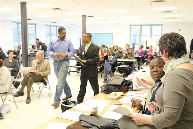  Eighteen candidates for the principal post at Ray Elementary School made their first public bid for the job at a Tuesday night Local School Council meeting. 