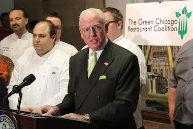  Joined by top Chicago chefs, Ald. Edward Burke urged Congress to "ban the use of non-therapeutic antibiotics in the production of livestock." 