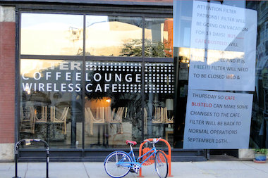  Filter Cafe at 1373 N. Milwaukee Ave. in Wicker Park is closing Wednesay and reopening on Sept. 16 to allow for a Cafe Bustelo pop-up cafe opening Friday. 