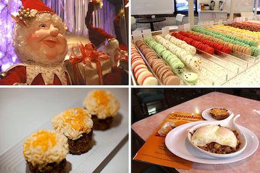  From top left clockwise: Marie's Pizza & Liquors, Sugar Fixe Macaron, Antonios Cafe & Restaurant, and The Meatloaf Bakery. 