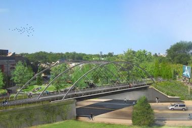  A rendering of the Milwaukee Avenue bridge, with arches, just north of Leavitt Street in Bucktown/Wicker Park. 