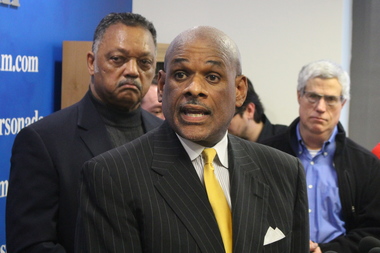  Attorney Victor Henderson was backed by the Rev. Jesse Jackson Sr. (r.) in advocating for the Jackie Robinson West All-Stars. 