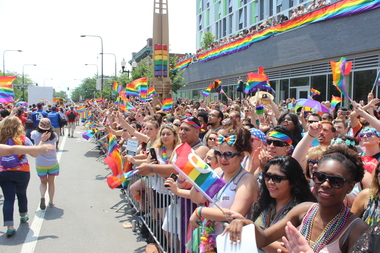  Thousands of parade attendees lined Halsted Street during the 46th annual Chicago Pride Parade in Boystown on June 28, 2015. 