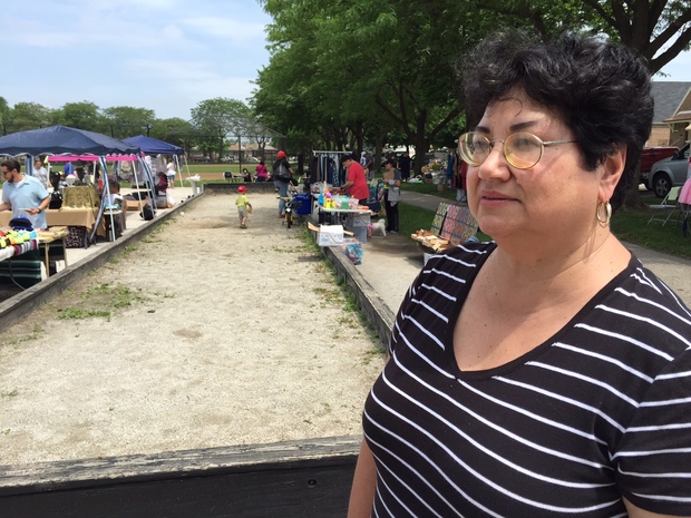  Southeast Environmental Taskforce Executive Director Peggy Salazar says odors from Agri-Fine make it difficult for her and her neighbors to enjoy spending time in Veteran's Memorial Park.  