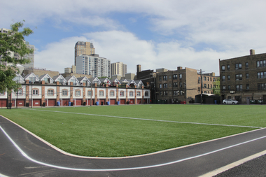  Alcott Elementary's new artificial turf field and running track. 