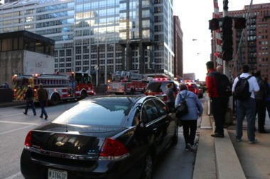  The Randolph Street bridge was closed to cars and pedestrians as emergency officials gathered at the accident scene. 