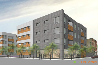  A Halsted Street development proposed by David Chase, of BCG Enterprises, would include four buildings, 56 apartments and 10,000 square feet of retail space. 