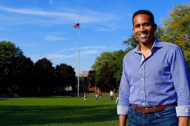  Greg Coleman stands in the courtyard at his alma mater, Morgan Park Academy. The president and chief operating officer of Nexercise Inc. attended the school on the Far Southwest Side from 1st-12th grade. 