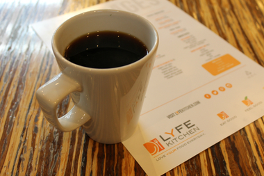  A cup of coffee at LYFE Kitchen. 