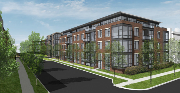  A rendering of the development from the northeast side of the building. 