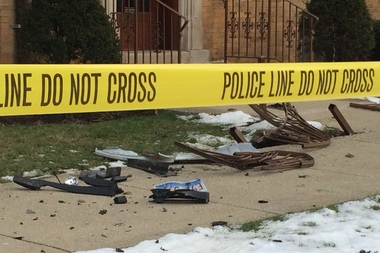  Car crash debris was seen near the shooting scene Wednesday afternoon. 