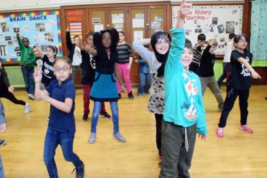  Boone Elementary students united for a school-wide flash mob Friday to celebrate National Dance Week. 