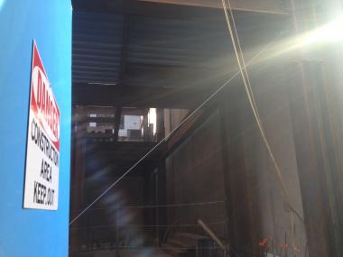 A construction worker fell about 15 feet from 201 East 57th Street on Feb. 13, 2012.