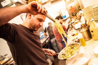  Chef Hugue Dufour cooking at M. Wells Dinette in 2013. 