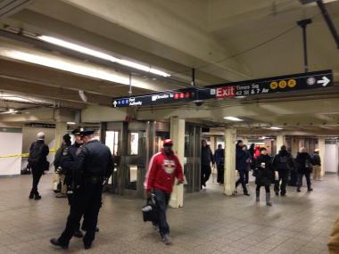  Police said a man in his 40s appears to have jumped in front of a southbound N train at the Times Square - 42nd Street subway station on Saturday, March 16, 2013. 
