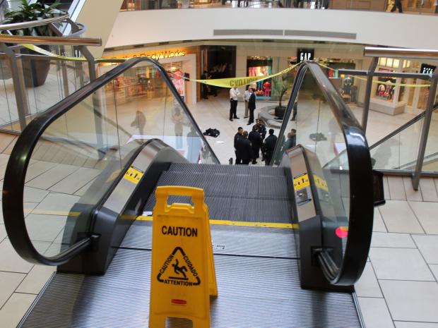  A man was seriously injured after falling at the Queens Center Mall Wednesday afternoon, Feb. 27, 2013. 
