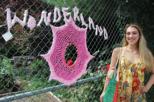  London Kaye O'Donnell, 24, crochets designs all over the streets of Bed-Stuy. 
