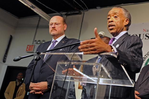  Republican mayoral candidate Joe Lhota met with Rev. Al Sharpton on Tuesday Sept. 17, 2013. 
