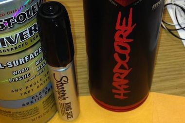  Police released a photograph of spray paint cans and a Sharpie marker used to tag a subway train in Richmond Hill. 
