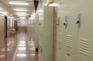  An image of lockers at Harlem's P.S. 76. 
