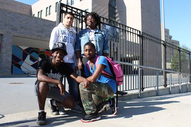  A group of Queens Gateway students said they are disappointed in their principal. Clockwise from top left: David Aronov, Jade Dames, Michael Carter and Quintell Williams. 