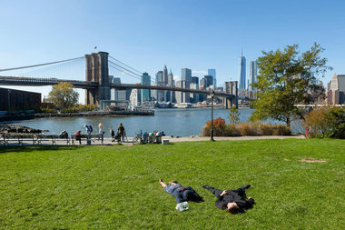  A 2014 photo of Brooklyn Bridge Park and the Brooklyn Bridge. 