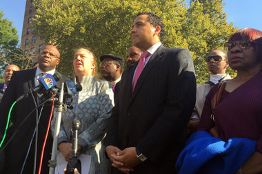  Borough President Gale Brewer and State Assemblyman Robert Rodriguez condemned gun violence and asked for the city to stand behind the NYPD after an officer was shot dead in East Harlem on Tuesday night.  