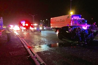  A Connecticut man was killed when his speeding car slammed into a truck early Wednesday morning on the Van Wyck Expressway in Queens, police said. 