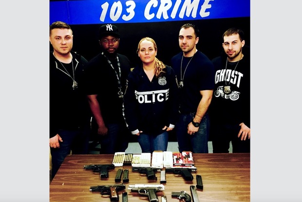  From left to right: Police Officer Robert DiFalco, Police Officer Benjamin Aboagye, Sergeant Mary Humburg, Police Officer Joseph Degirolamo and Police Officer Daniel Gasperetti. 
