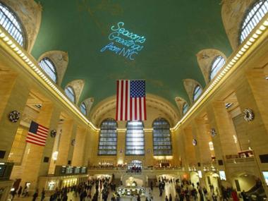 The Grand Central Holiday Laser Light Show will be projected over the next six weeks.