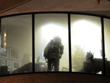 Firefighters look to put out blaze at 45 Broadway