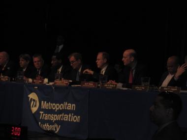 MTA Chairman Jay Walder at the public hearing held at Fashion Institute of Technology Thursday.