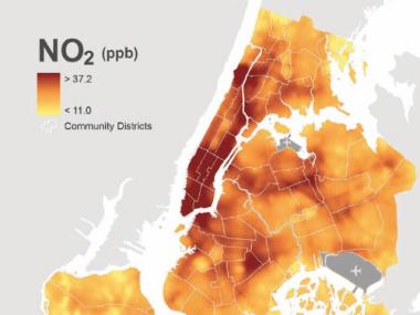 A map released by the Department of Health shows levels of air quality throughout the city.