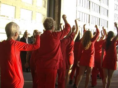 Young and old dancers from a wide range of backgrounds move along the High Line for a final rehearsal Tuesday evening.