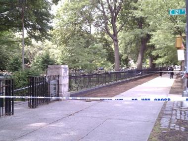 The scene of the stabbing at Marcus Garvey Park on 121st Street and Madison Avenue.