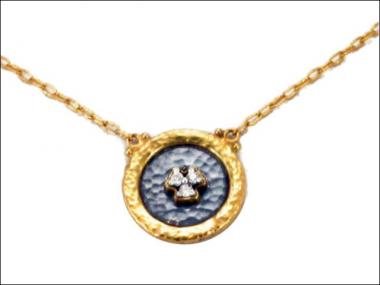 A silver and 24-karat gold diamond necklace by Gurhan. Twenty-three pieces of Gurhan jewelry were stolen last month.