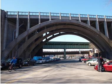 The Staff Street bridge is a popular route for pedestrians and cyclists.