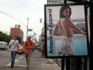 An advertisement for an American Apparel retail store is displayed on August 18, 2010 on the Lower East Side. Shares of American Apparel have fallen 67 percent this year following news from the casual retailer that it expects a net loss of up to $7 million and that it has received a federal subpoena over its change in accounting firms. The chain may also have to close some locations in the city.