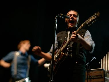 Win Butler of Arcade Fire performs on stage at the Enmore Theatre on January 22, 2008 in Sydney, Australia