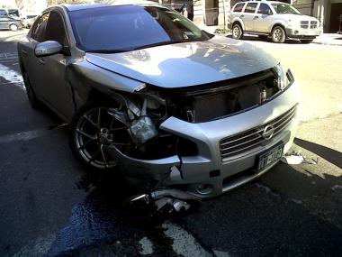 A silver Nissan was involved in a car accident at East 35th Street and Lexington Avenue Tuesday afternoon.