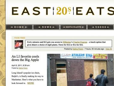 A screen shot of Baruch College's East 20s Eats blog