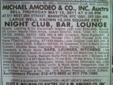 Former Chelsea hot-spot, Quo, will auction off its furniture and equipment.