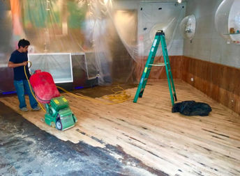  Crews renovating the space. 
