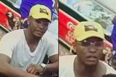  Images taken from surveillance footage show a man wanted for beating a deli worker with a baseball bat on Nostrand Avenue on July 3, police said. 