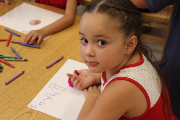  Kindergarten and pre-kindergarten students drew pictures of Mayor Rahm Emanuel Sunday to celebrate his visit to their new classroom at Canty Elementary School in Dunning. 