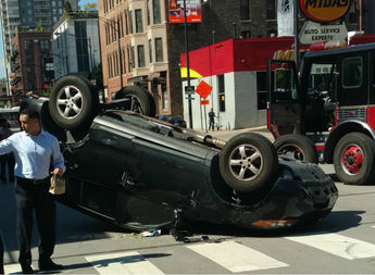  The rollover crash in River North Thursday afternoon. 